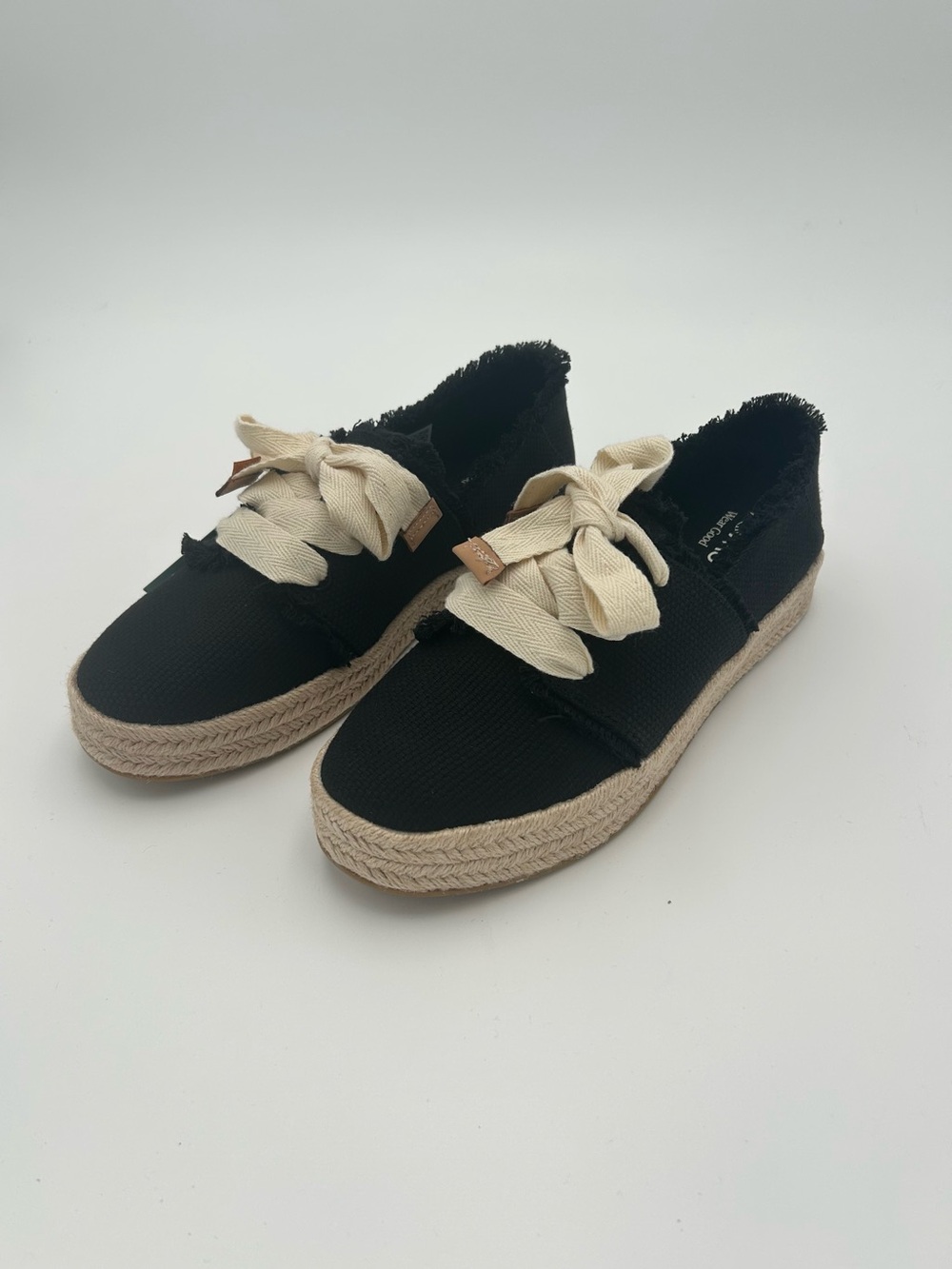 TOMS Black Carolina Lace Up Espadrille Sneakers